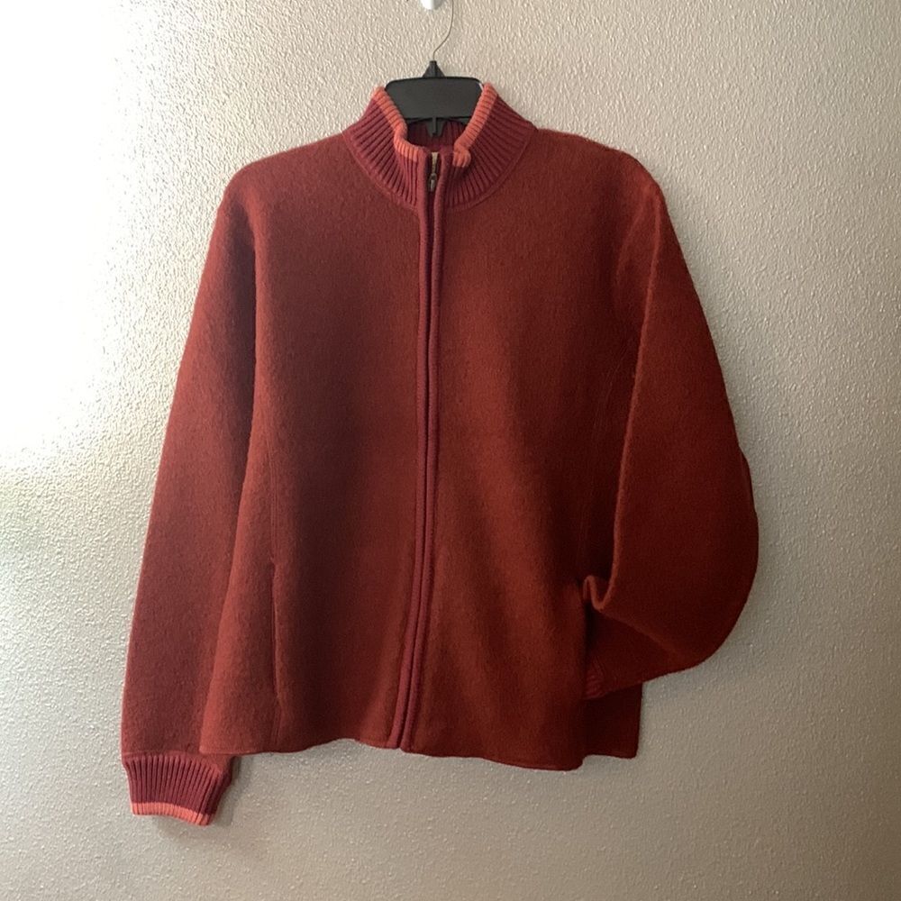 CABELA’S wool/cotton full zip sweater jacket pockets mock neck Large